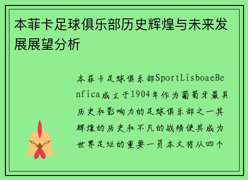 本菲卡足球俱乐部历史辉煌与未来发展展望分析